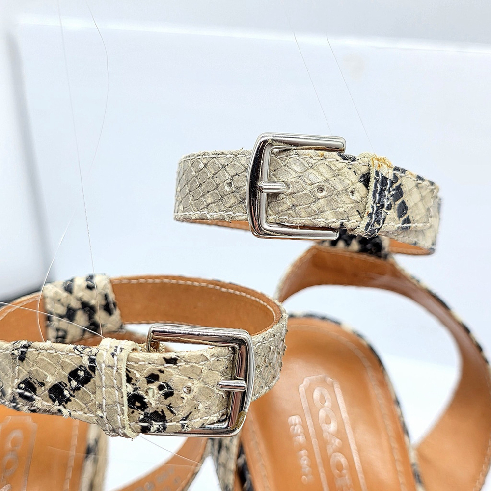 Resort Chic Coach Helen Wedge Sandals Women 8B Snakeskin Espadrille - Picture 8 of 12